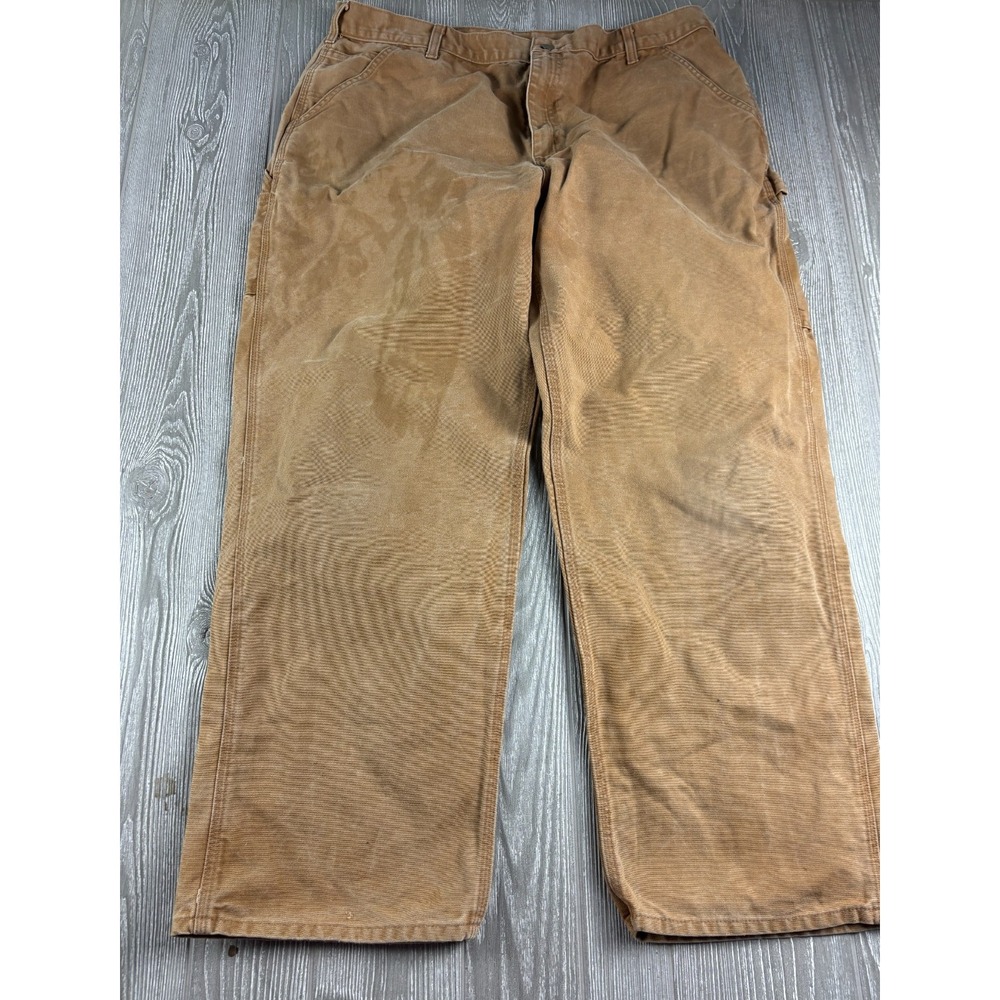 Carhartt Tan Mens Carpenter Duck Canvas Work Pants Inseam 31 Relaxed Fit
